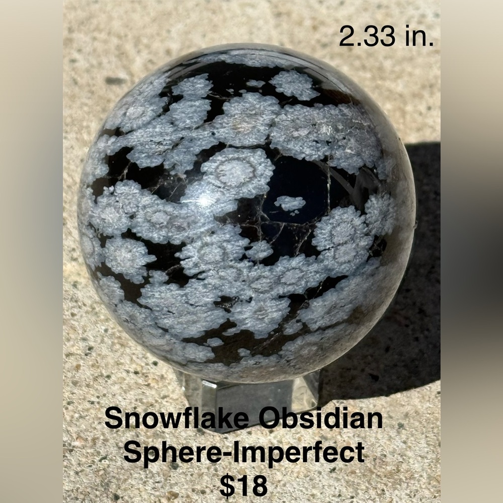 Snowflake Obsidian Decorative Sphere - Black and White